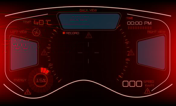 HUD sci-fi interface screen danger warning view design virtual reality futuristic technology display vector