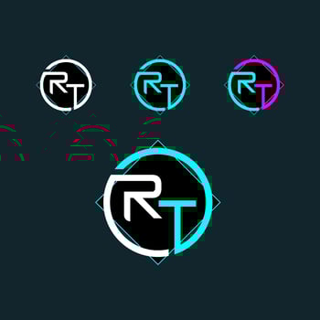 RT trendy letter logo design with circle vector
