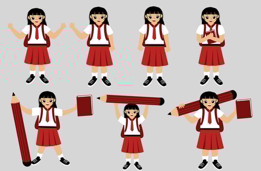 Indonesian elementary Student vector collection