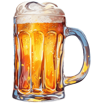 Beer mug with foam watercolor hand drawn v png