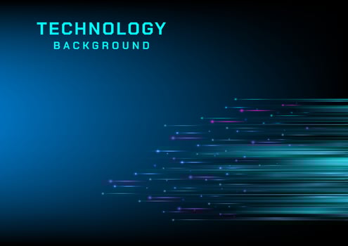 abstract background technology straight bottom right corner moving Circle with blue and pink glowing lines, blue gradient background. vector