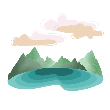 Hand drawn minimalistic mountain and landscape drawings painted in pastel tones for a lovely look. png