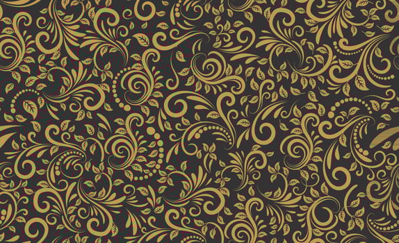 Seamless Golden Floral Batik Indonesian is a technique of wax-resist dyeing applied to whole cloth, or cloth made using this technique originated from Indonesia. vector