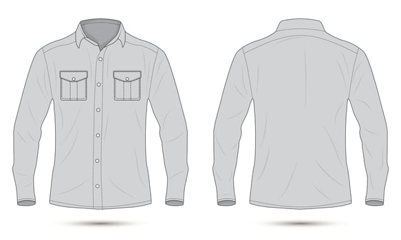 gray long sleeve formal shirt mockup front and back view vector