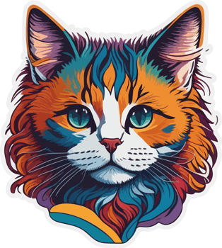 Cat Face Colorful Sticker with png