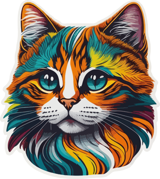 Cat Face in Vibrant Color Sticker with png