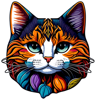 Cute Cat Face Sticker in Vibrant Color with png