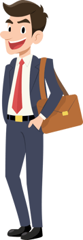 Businessman smile happy flat style cartoon. png