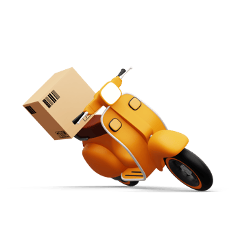 Motorcycle with parcel box, Delivery Courier service, 3d rendering png