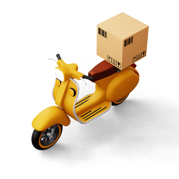 Motorcycle with parcel box, Delivery Courier service, 3d rendering png