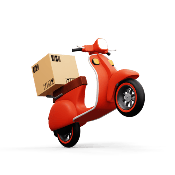Motorcycle with parcel box, Delivery Courier service, 3d rendering png