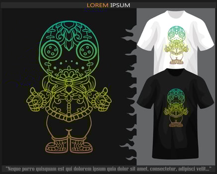 Gradient Colorful voodoo mandala arts isolated on black and white t shirt. vector