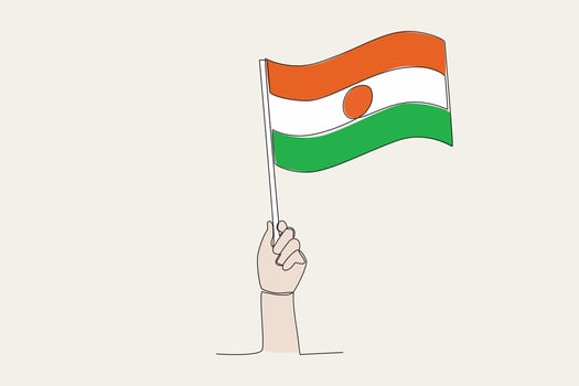 A hand raised the Niger flag vector