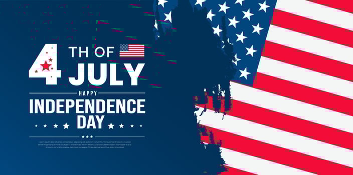 4th of July United States Independence Day celebration promotion advertising background, poster, card or banner template with American flag and typography. Independence day USA festive decoration. vector