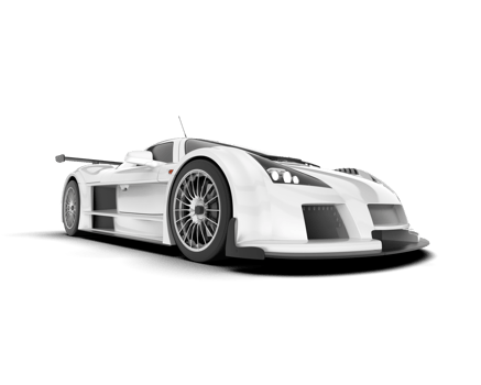 White sport car on transparent background. 3d rendering - illustration png