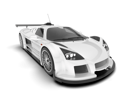 White sport car on transparent background. 3d rendering - illustration png
