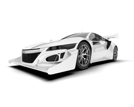 White sport car on transparent background. 3d rendering - illustration png