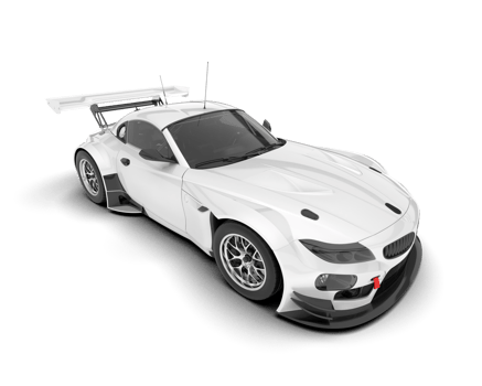 White sport car on transparent background. 3d rendering - illustration png