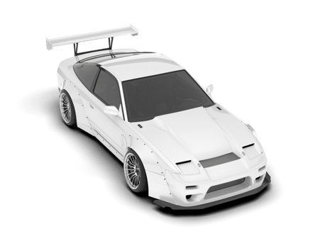 White sport car on transparent background. 3d rendering - illustration png