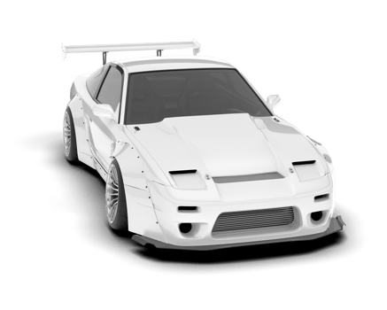 White sport car on transparent background. 3d rendering - illustration png