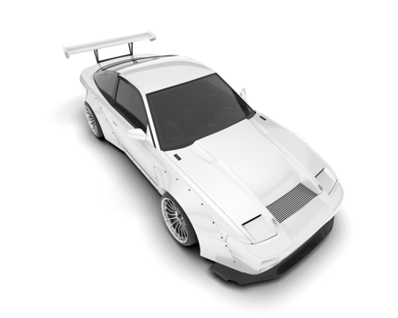 White sport car on transparent background. 3d rendering - illustration png