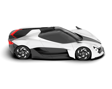 White sport car on transparent background. 3d rendering - illustration png