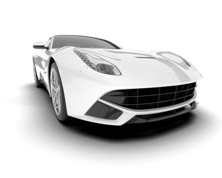 White sport car on transparent background. 3d rendering - illustration png
