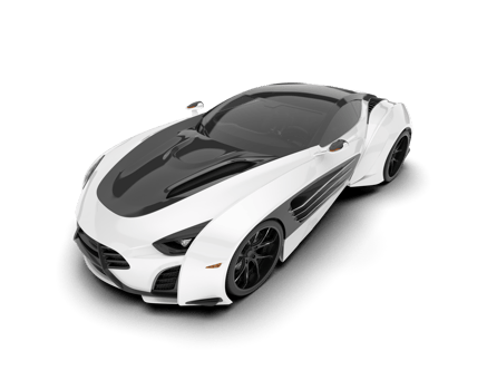 White sport car on transparent background. 3d rendering - illustration png