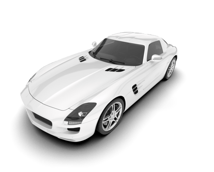 White sport car on transparent background. 3d rendering - illustration png