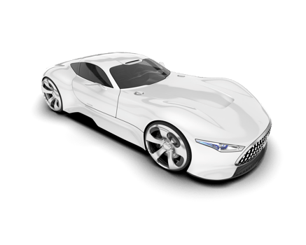 White sport car on transparent background. 3d rendering - illustration png