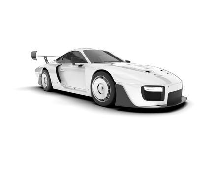 White sport car on transparent background. 3d rendering - illustration png