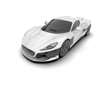 White sport car on transparent background. 3d rendering - illustration png