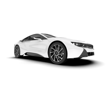 White sport car on transparent background. 3d rendering - illustration png