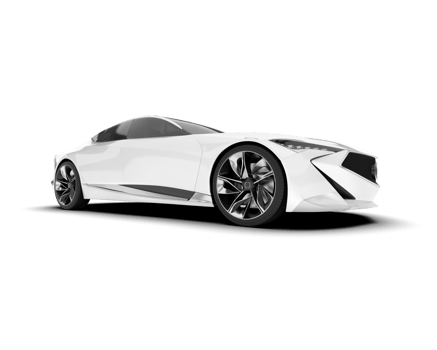 White sport car on transparent background. 3d rendering - illustration png