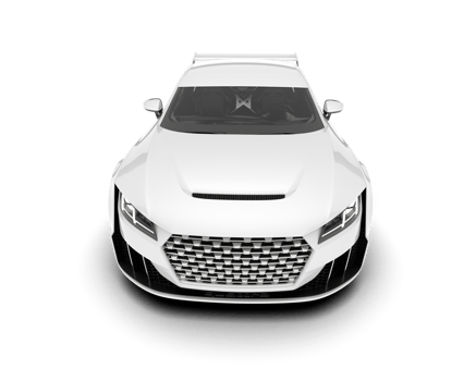 White sport car on transparent background. 3d rendering - illustration png