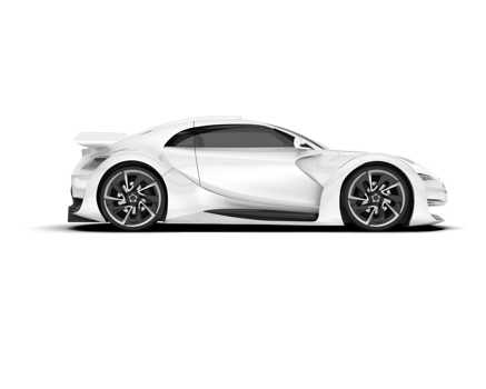 White sport car on transparent background. 3d rendering - illustration png