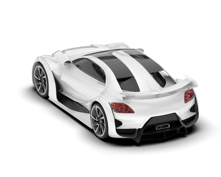 White sport car on transparent background. 3d rendering - illustration png