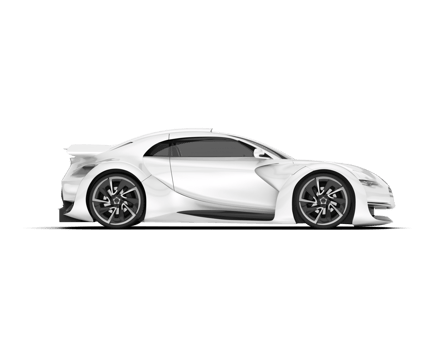 White sport car on transparent background. 3d rendering - illustration png