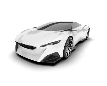 White sport car on transparent background. 3d rendering - illustration png