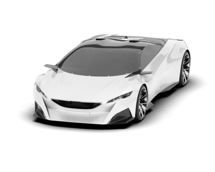 White sport car on transparent background. 3d rendering - illustration png