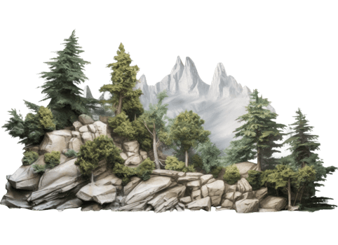 Tree and Rocks Isolated. Illustration png