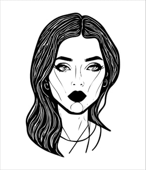 Simple, minimalist vector illustration set of beautiful woman face. Line drawing. One line art.