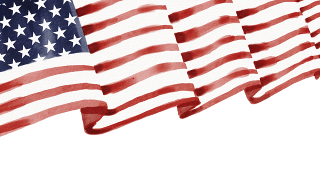 Hand draw USA flag  watercolor  brush paint isolate on png
