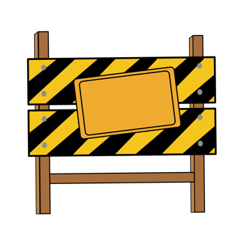 Road barrier with yellow stripes. Under construction, warning barrier. Cartoon minimal style. png