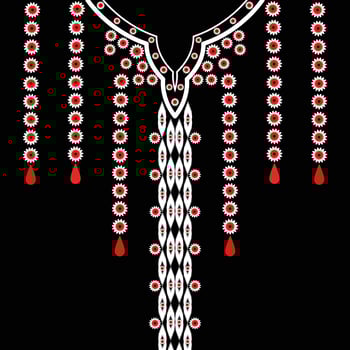 Traditional geometric ethnic embroidered neckline vector