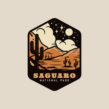 saguaro national park logo vintage vector symbol illustration design