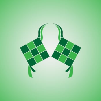 Ketupat icon for Aidil Fitri Ramadan symbol in flat illustration vector isolated in white background