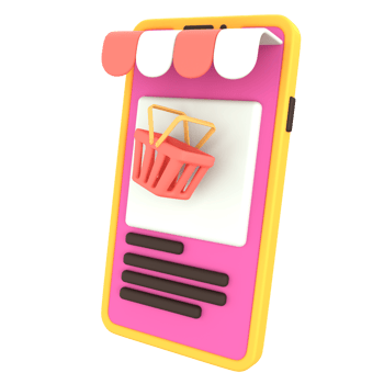 3D Icon online shop with product display E Commerce png