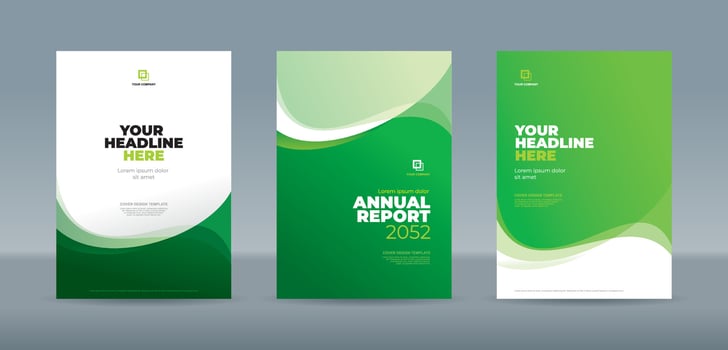 Abstract curve shape on green and white color background - A4 size book cover template for annual report, magazine, booklet, proposal, portfolio, brochure, poster vector