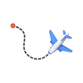 Aircraft flight path 3d icon. Airplane flight path with dotted line png